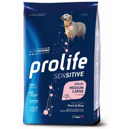 Prolife Sensitive Adult Medium Large Carne de cerdo y arroz para perros