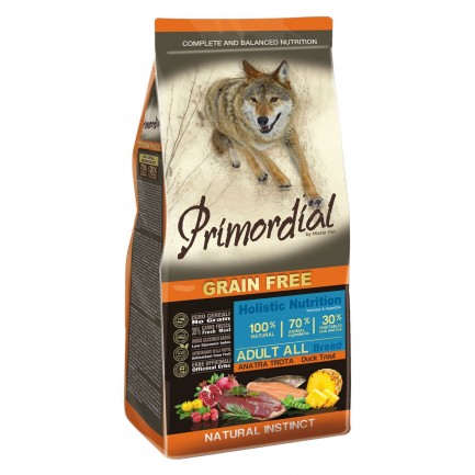 Primordial Grain Free Adulto Pato y Trucha Para Perros