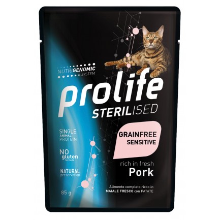 Prolife Sterilised con Maiale Cibo Umido per Gatti