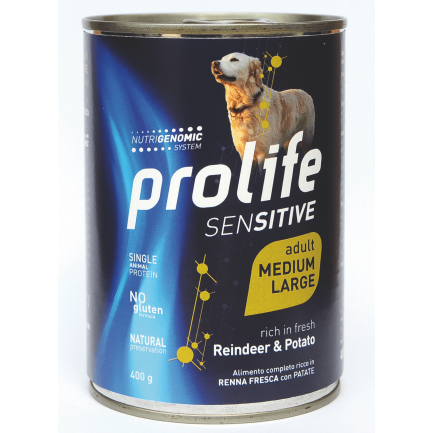 Prolife Sensitive avec renne et pommes de terre humide pour chiens