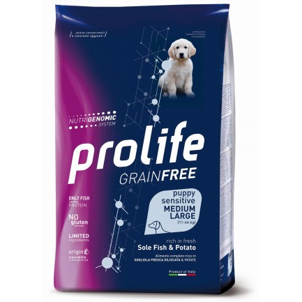 Prolife Puppy Sensitive Grain Free Sogliola e Patate per Cuccioli di Taglia Media e Grande