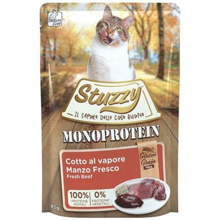 Stuzzy Monoprotein Steamed Moist Food for Cats (nourriture humide à base de monoprotéines cuites à la vapeur pour chats)