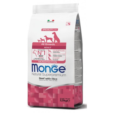 Monge All Breeds Adult Monoprotein Manzo con Riso per Cani