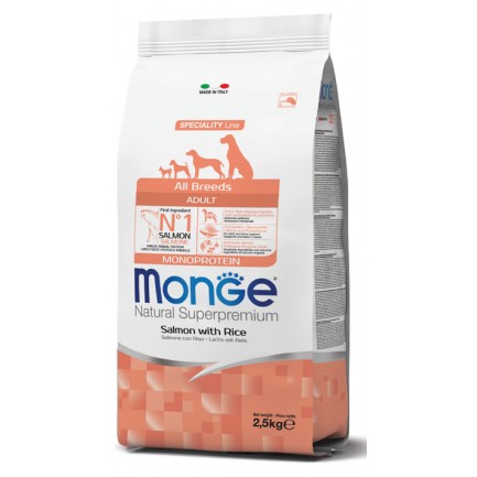 Monge All Breeds Adult Monoprotein Salmone con Riso Per Cani