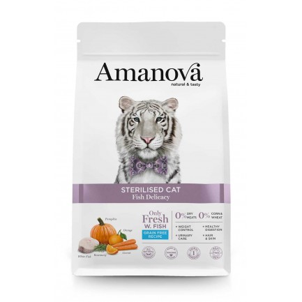 Amanova Sterilisierte Katze mit Fisch für Katzen