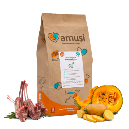 Amusi Agnello Fresco Patate e Zucca Grain Free per Cani di Taglia Media e Grande