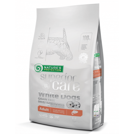 Nature's Protection White Dogs Grain Free Adult Mini con Salmone per Cani