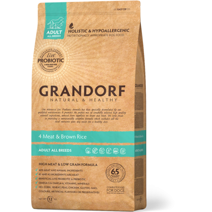 Grandorf 4 Meat and Whole Grain Rice for Adult Dogs