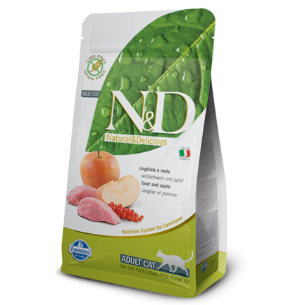 Farmina N&D Grain-Free Adult Cat con Cinghiale e Mela per Gatti