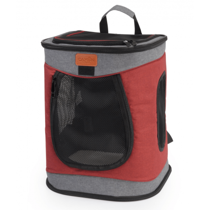 Mochila para perros y gatos gris y roja