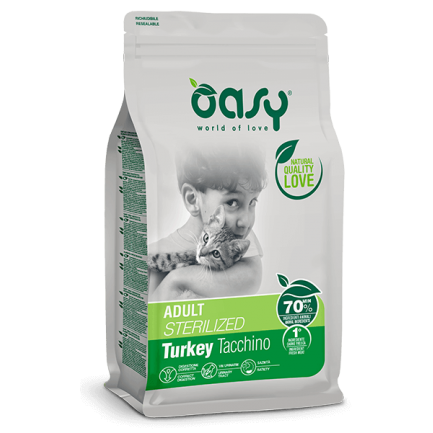 Oasy Adult Sterilisiertes Putenfleisch für Katzen