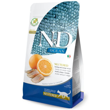 Farmina N&D Ocean Neutered con arenque y naranja para gatos