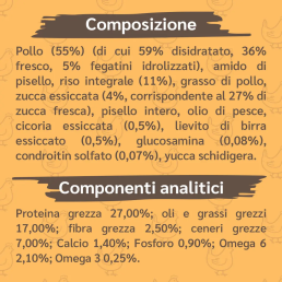 Amusi Pollo Fresco Riso Integrale e Zucca per Cani di Taglia Media e Grande