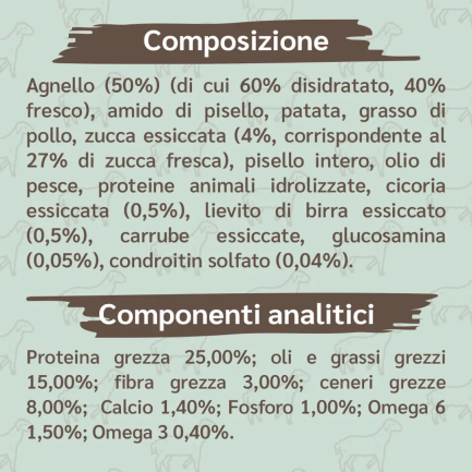 Amusi Agnello Fresco Patate e Zucca Grain Free per Cani di Taglia Media e Grande