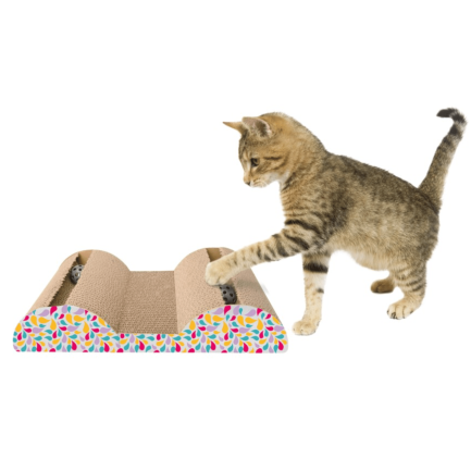 Camon Griffoir en carton pour chat avec boules