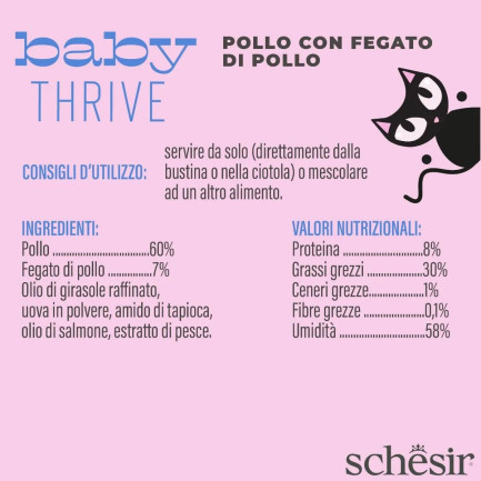 Schesir Baby Thrive Suplemento de Pollo con Hígado para Gatitos