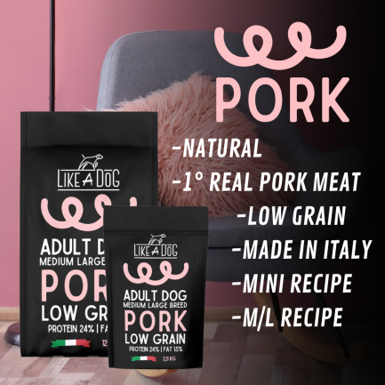 Like A Dog Low Grain Pork Medium Large for Dogs