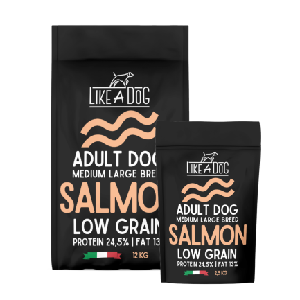 Like A Dog Salmón Bajo en Granos Mediano Grande para Perros