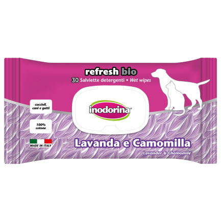 Toallitas Inodorina Refresh Bio para perros y gatos