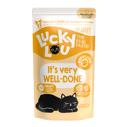 Lucky Lou Adult Cat Food pour chats adultes et stérilisés 16 sachets de 125 g