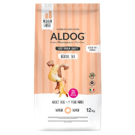 Aldog Super Premium Nordic Sea Medium Large con Salmone e Riso per Cani