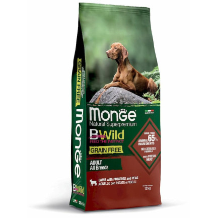 Monge BWild Grain Free Lamm Kartoffeln und Erbsen für Hunde