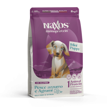 Naxos Monoprotein Puppy Mini Blauer Fisch und Zitrusfrüchte für Welpen