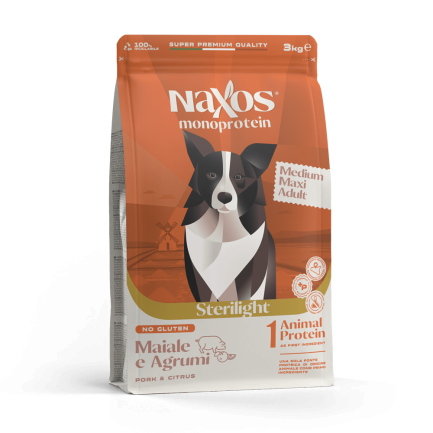 Naxos Monoprotein Medium Maxi Sterilight Porc et Agrumes pour chiens