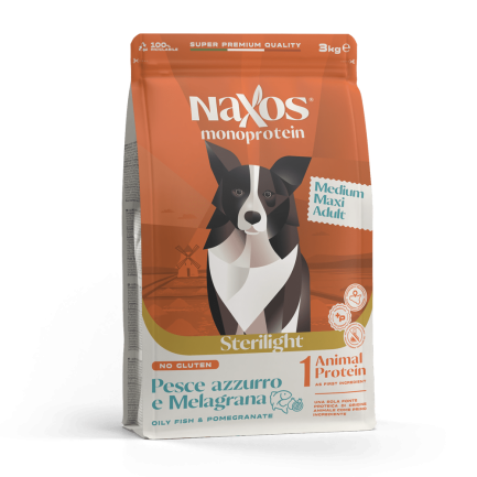 Naxos Monoprotein Medium Maxi Sterilight Blue Fish and Pomegranate for Dogs