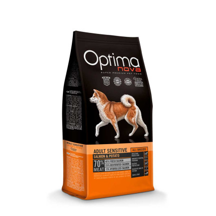 Optimanova Adult Sensitive avec saumon et pommes de terre SANS GRAIN pour chiens