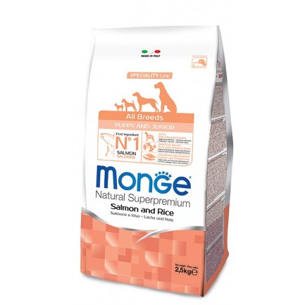 Monge All Breeds Puppy Junior con Salmone e Riso per Cuccioli