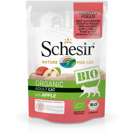 Schesir Cat BIO Beef and Chicken with Apple pour chats