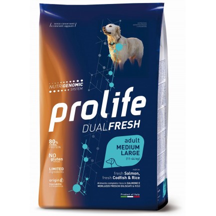 Prolife Adult Medium Dual Salmón Fresco Bacalao y Arroz para perros