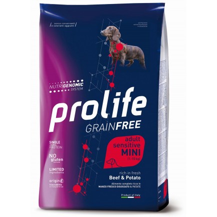 Prolife Sensitive GRAIN FREE Mini mit Rindfleisch und Kartoffeln für Hunde